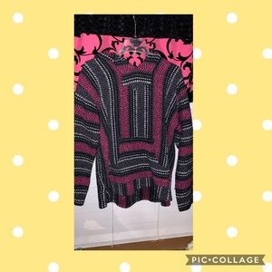 Black, pink, white, rug hoodie